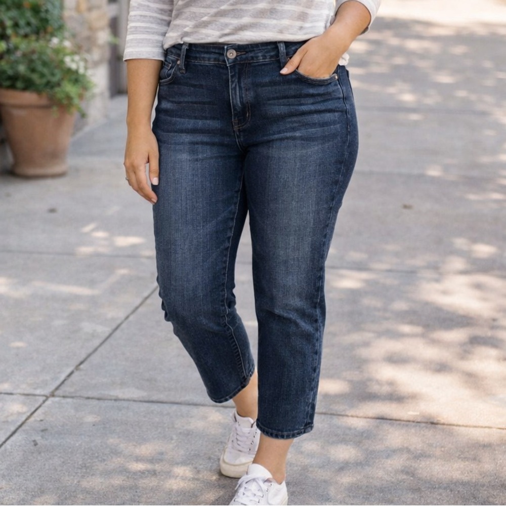 Lucky Brand Brooke Crop Jeans Size 2 / 26 Dark Wash Stretch Denim